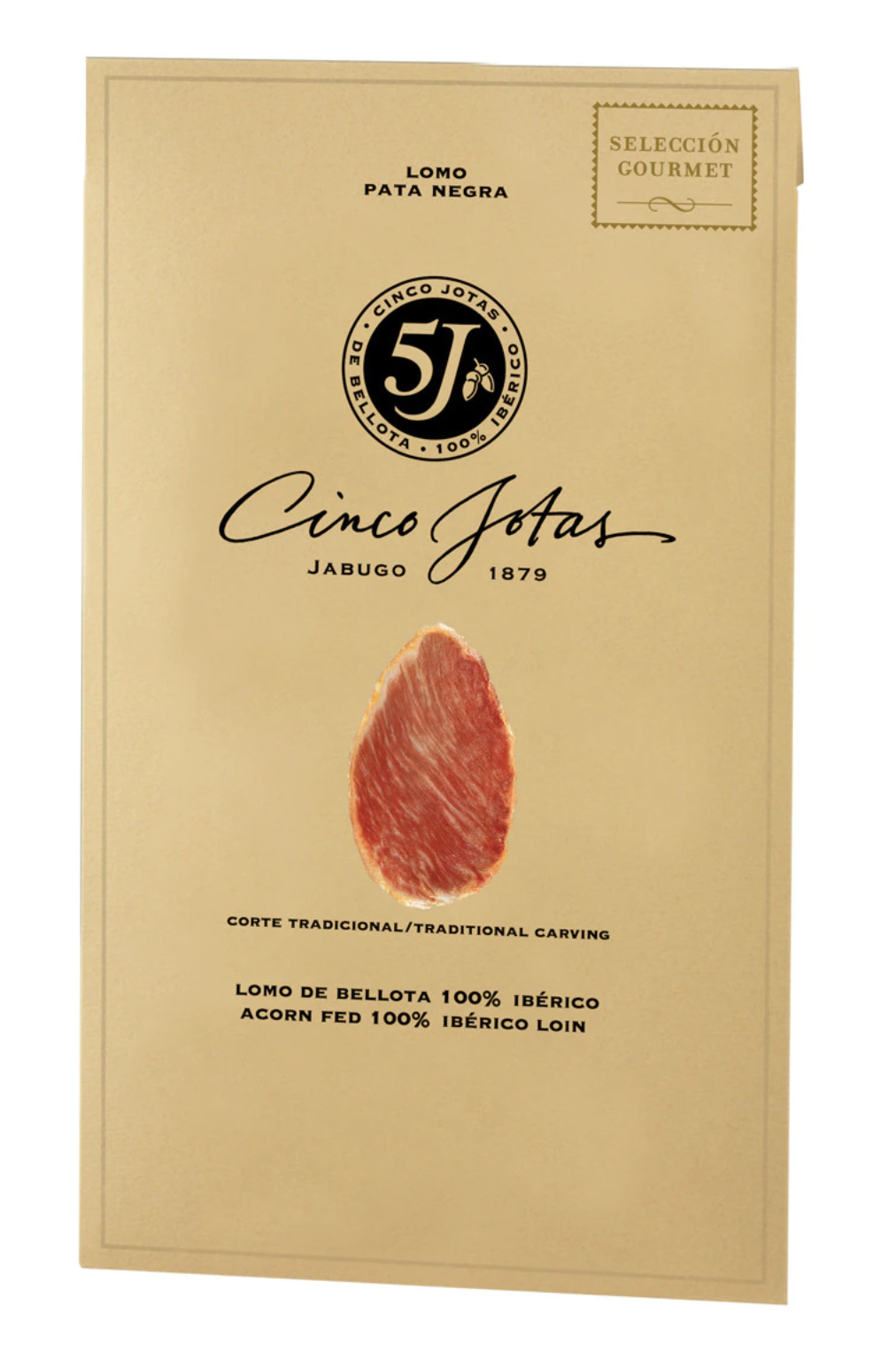 100% Lomo iberische Eichellende von Hand in Scheiben geschnitten Cinco Jotas 80 gr.
