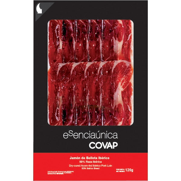 COVAP Jamón de Bellota Hinterschinken 50%. Maschinell geschnittener iberischer Schinken 120 g.